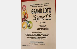 LOTO DU 25 JANVIER 2026 ST PRIVAT DES VIEUX