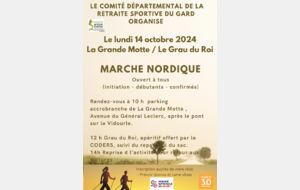 Marche nordique CODERS au Grau du roi le 14 octobre 2024