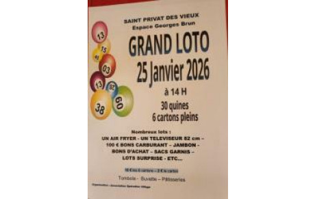 LOTO DU 25 JANVIER 2026 ST PRIVAT DES VIEUX